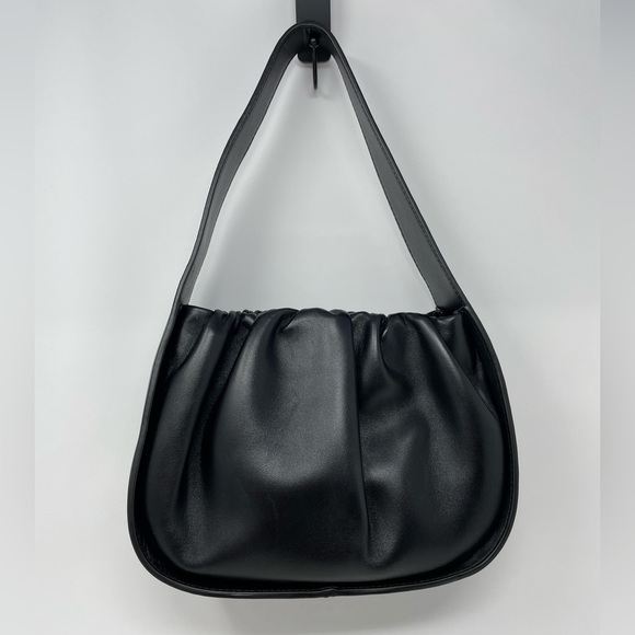 EUC Loeffler Randall Aris Gathered Ruched Petite Shoulder Bag Black Leather - Picture 5 of 15